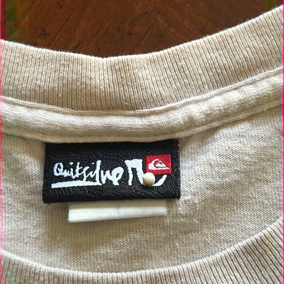 Quiksliver Mens Size Small Beige Logo Print Tee Shirt - Picture 5 of 7